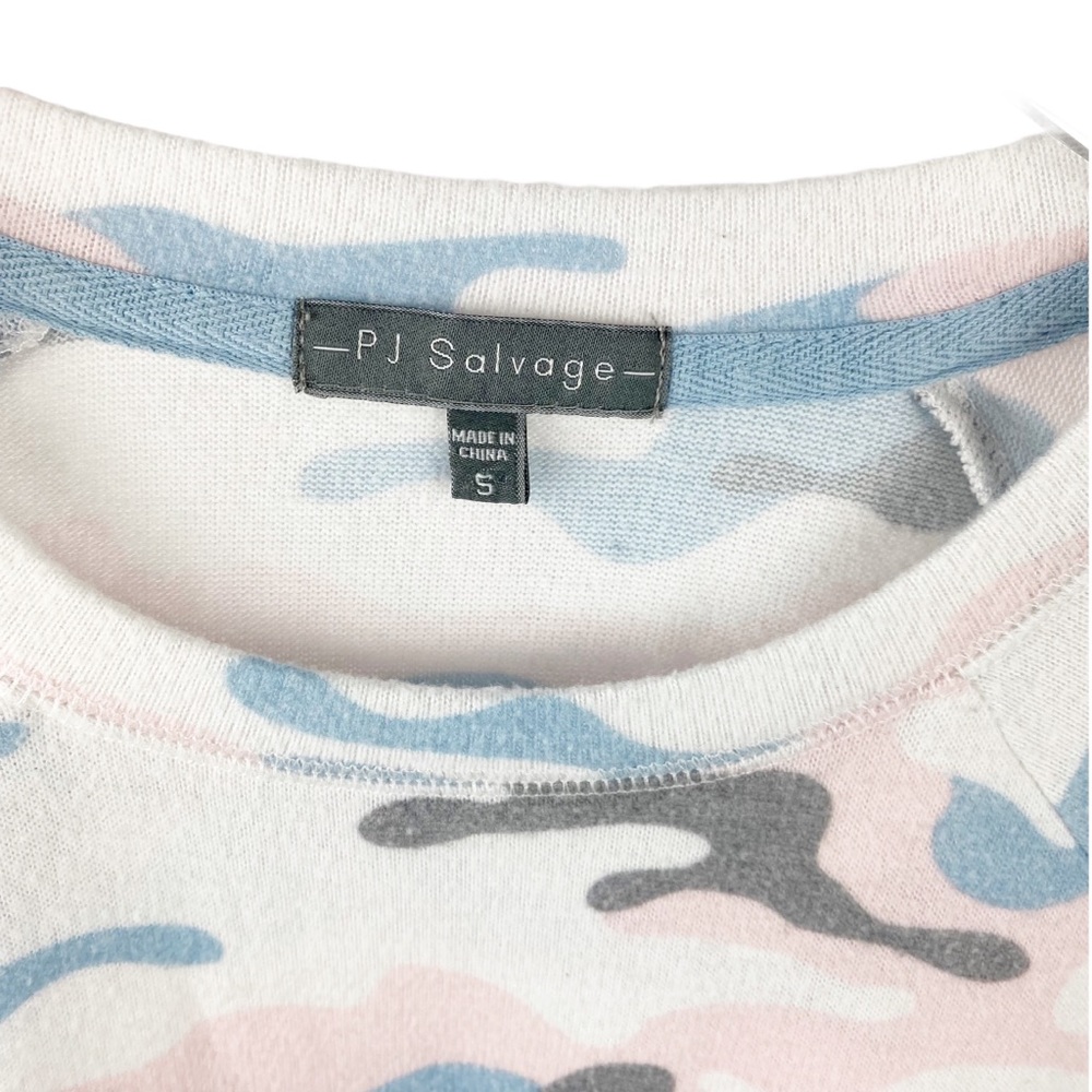 PJ Salvage Pink Blue Ivory Camo Camoflauge Top Sweatshirt Size Small - Picture 2 of 5